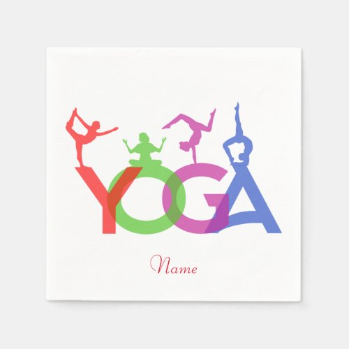 Yoga Poses Silhouettes Thunder_Cove  Napkins