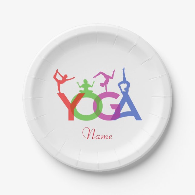 Yoga Poses Silhouettes Thunder_Cove Paper Plates (Front)