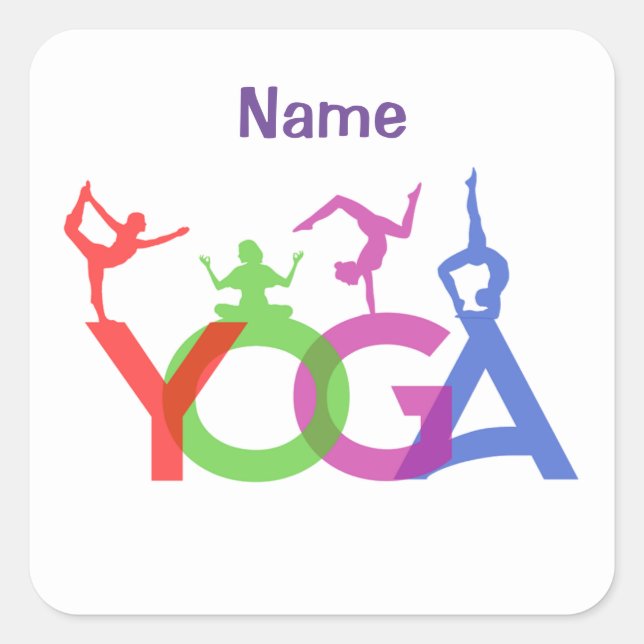 Yoga Poses Silhouettes Thunder_Cove Square Sticker (Front)
