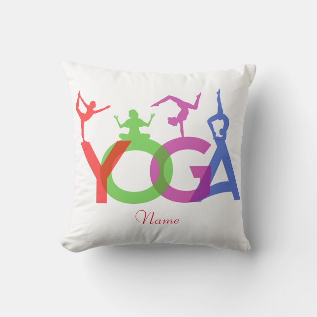 Yoga Poses Silhouettes Thunder_Cove Throw Pillow (Front)