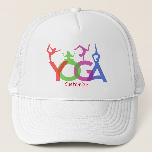 Yoga Poses Silhouettes Thunder_Cove Trucker Hat (Front)