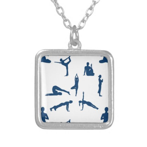 Yoga Poses Silver Plated Necklace