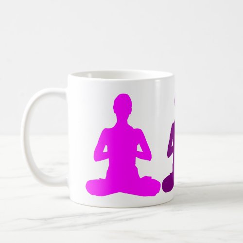 Yoga Position Pose Silhouette Pink Purple Coffee Mug