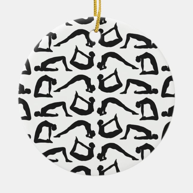 Yoga Positions Silhouettes Ceramic Ornament (Front)