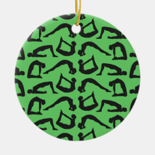 Yoga Positions Silhouettes Ceramic Ornament