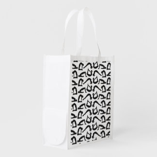 Yoga Positions Silhouettes Grocery Bag