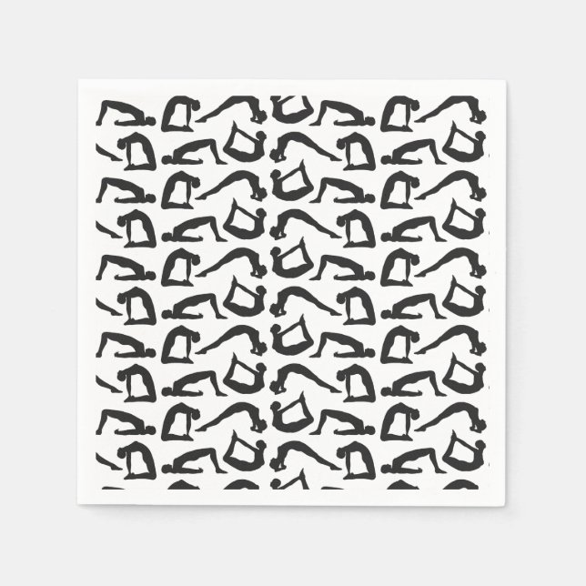 Yoga Positions Silhouettes Napkins (Front)