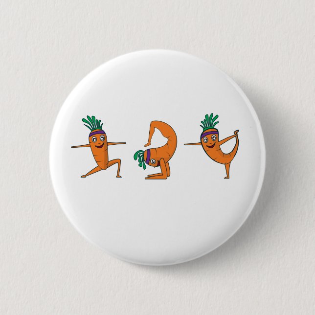 Yoga Practicing Carrot Pose Meditation Funny Butto Button (Front)