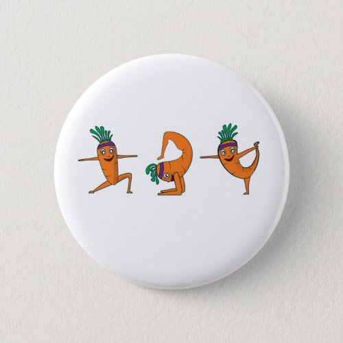 Yoga Practicing Carrot Pose Meditation Funny Butto Button