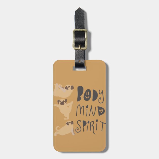 Yoga Pugs Luggage Tag (Front Vertical)