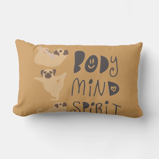 Yoga Pugs Lumbar Pillow (Front)