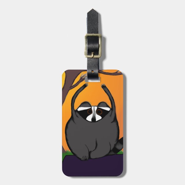 Yoga Raccoon luggage tag (Front Vertical)