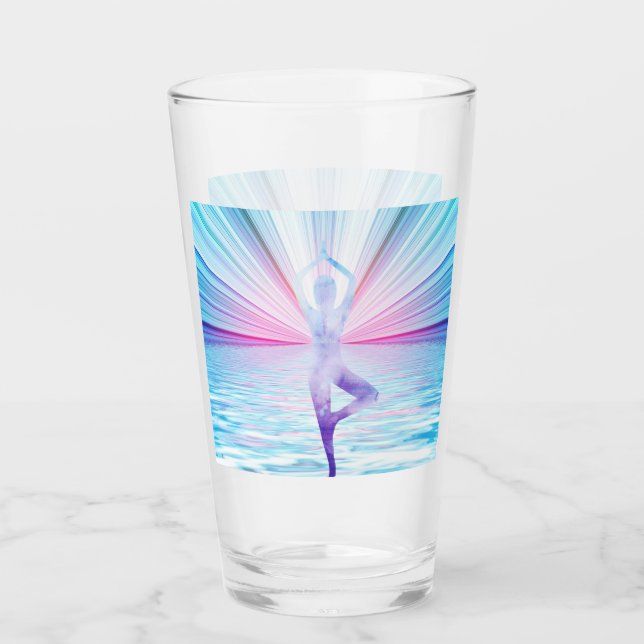 Yoga Rainbow Color Chakra Tumbler Drinking Glass (Front)