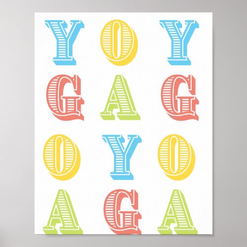 YOGA Rainbow Color Modern Text Poster