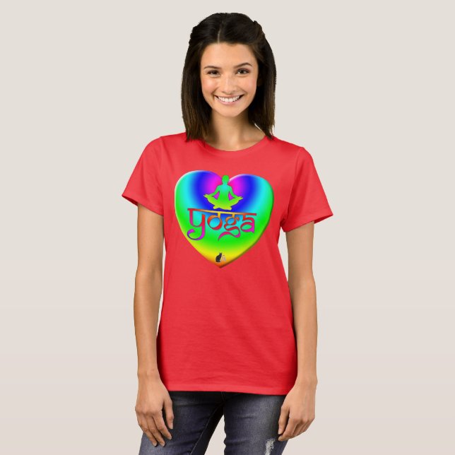 Yoga Rainbow Intentions Heart T-Shirt (Front Full)