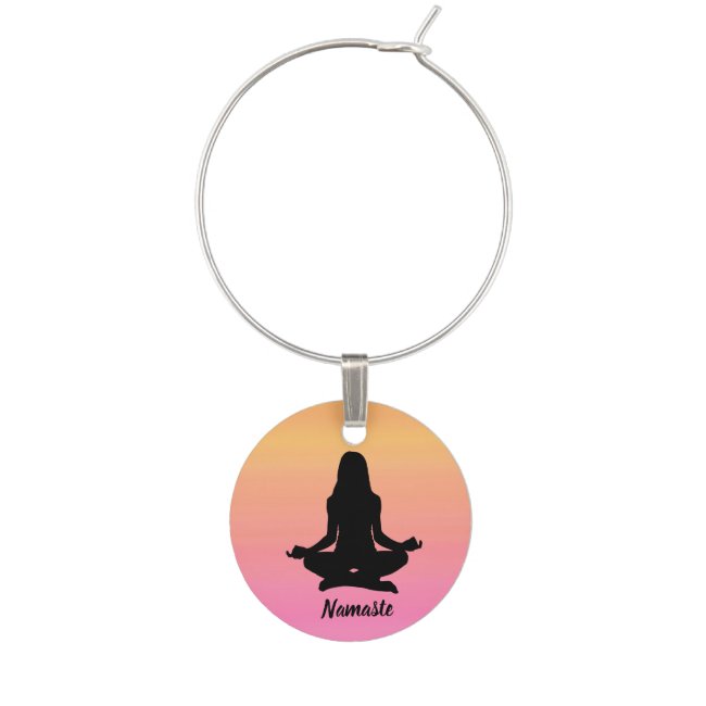 Yoga Rainbow Pink Orange Sunset Wine Charm