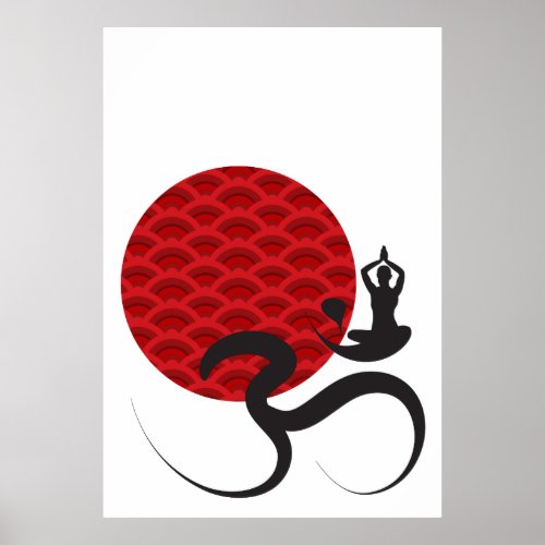 Yoga  Red Sun Om Ohm Symbol Spiritual Poster