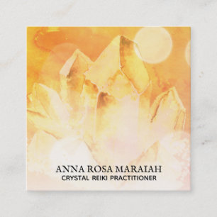 *~* Yoga Reiki Crystal Cluster Healer Citrine Gold Square Business Card