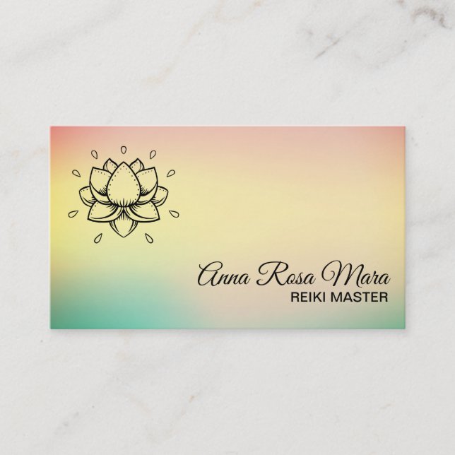 *~* Yoga Reiki Energy Healer Lily Lotus Massage Business Card (Front)