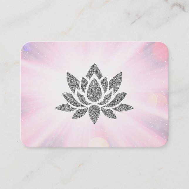 *~*  Yoga Reiki Healing Energy Glitter Lotus Rays  Business Card (Front)