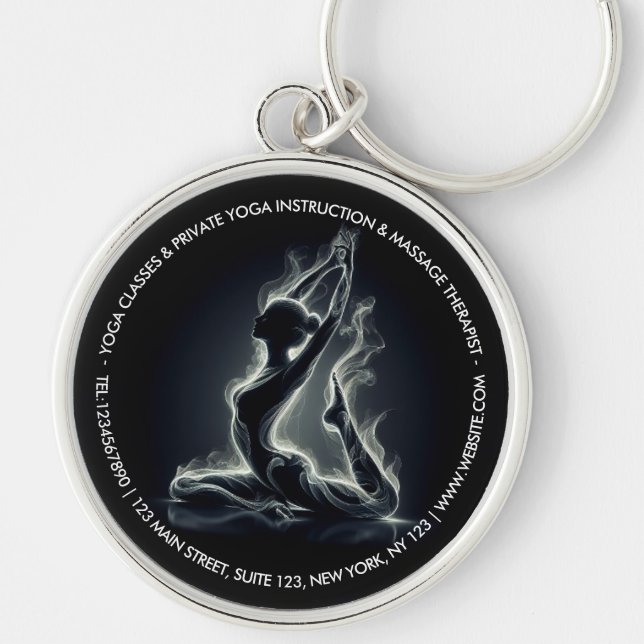 Yoga Reiki Instructor One-Legged King Pigeon Pose Keychain (Front)