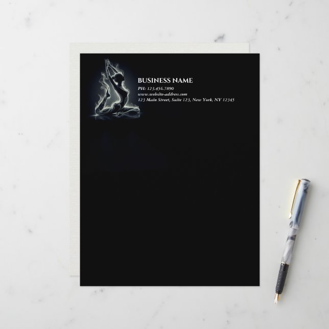 Yoga Reiki Instructor One-Legged King Pigeon Pose Letterhead (Front/Back In Situ)