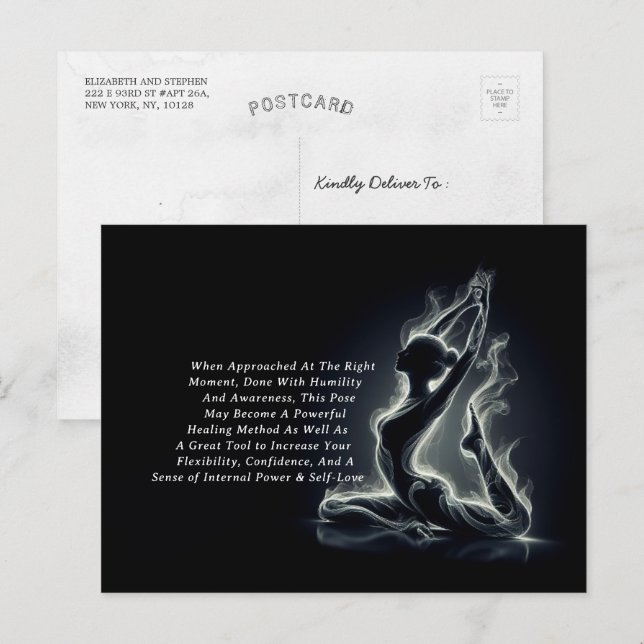 Yoga Reiki Instructor One-Legged King Pigeon Pose Postcard (Front/Back)