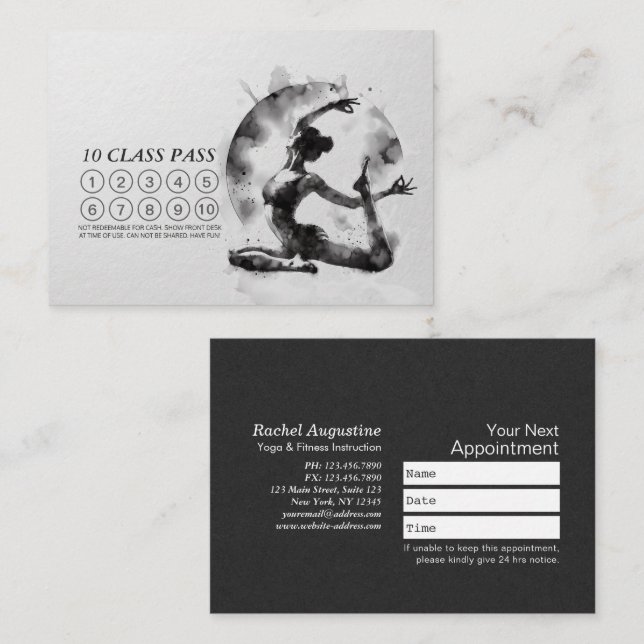 Yoga Reiki One-Legged King Pigeon Pose Class Pass Loyalty Card (Front/Back)