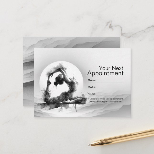 Yoga Reiki One-Legged King Pigeon Pose Watercolor Appointment Card (Front/Back In Situ)