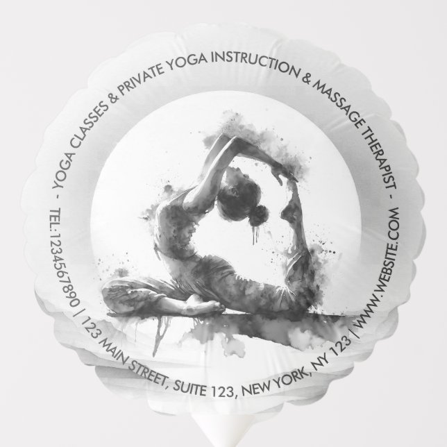 Yoga Reiki One-Legged King Pigeon Pose Watercolor Balloon (Front)