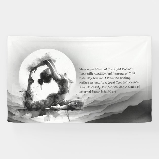 Yoga Reiki One-Legged King Pigeon Pose Watercolor Banner (Horizontal)