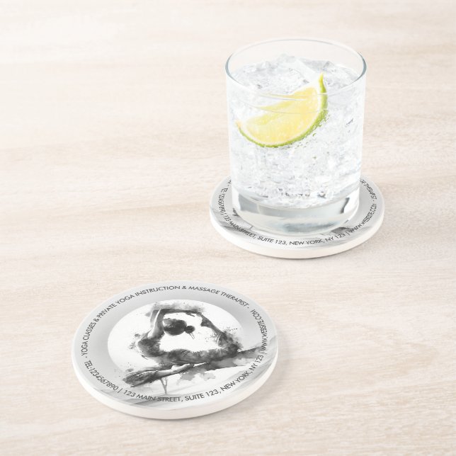 Yoga Reiki One-Legged King Pigeon Pose Watercolor Coaster (Side)