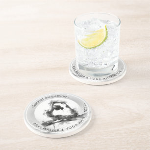 Yoga Reiki One-Legged King Pigeon Pose Watercolor Coaster