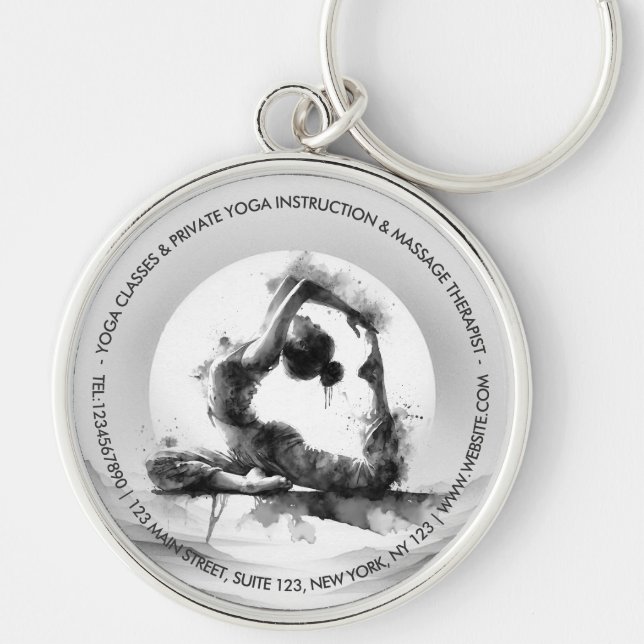 Yoga Reiki One-Legged King Pigeon Pose Watercolor Keychain (Front)