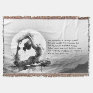 Yoga Reiki One-Legged King Pigeon Pose Watercolor Throw Blanket