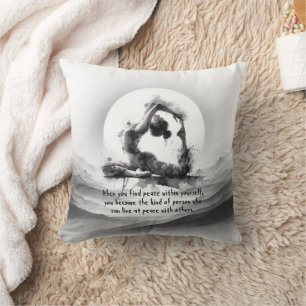 Yoga Reiki One-Legged King Pigeon Pose Watercolor Throw Pillow