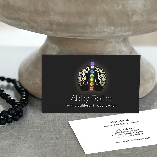 Yoga Reiki Practitioner Chakras Lotus Business Card Zazzle