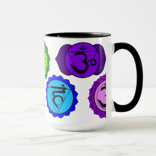 YOGA REIKI SEVEN CHAKRA SYMBOLS LABELED MUGS