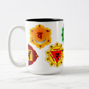YOGA REIKI SEVEN CHAKRAS SYMBOLS 15OZ TWO-TONE MUG