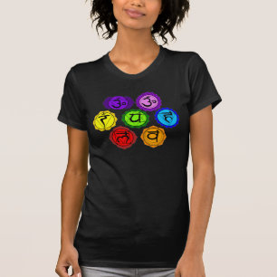 YOGA REIKI SEVEN CHAKRAS SYMBOLS BLACK T-SHIRT. T-Shirt