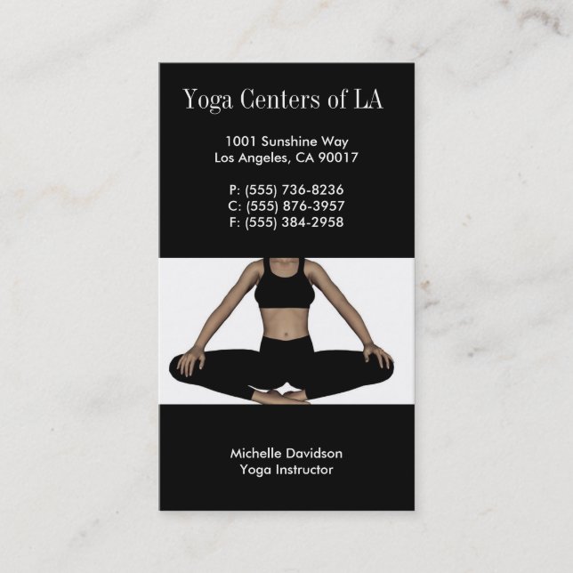 Yoga Relax Black Business Card (Front)