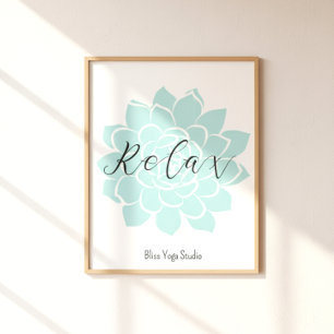 Yoga Relax Green White Fitness Gym Poster
