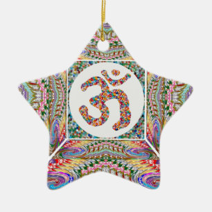 YOGA Room and OM Mantra at Back n Center Ceramic Ornament