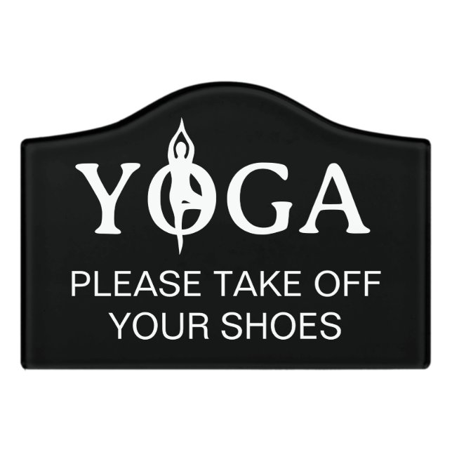 Yoga Room Please take off your shoes door sign (Small Crest Front)