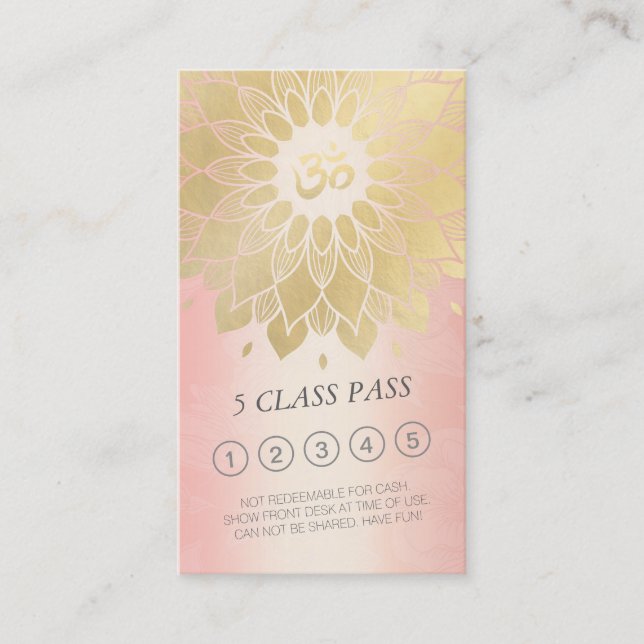 Yoga Rose Gold Mandala OM Sign Class Pass Loyalty (Front)