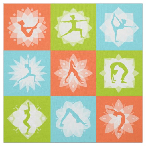 Yoga routine poses colorful seamless pattern fabric