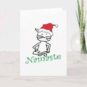 Yoga Santa Cat Holiday Card
