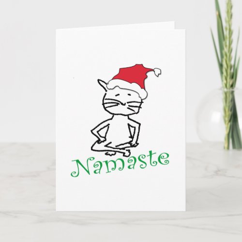 Yoga Santa Cat Holiday Card