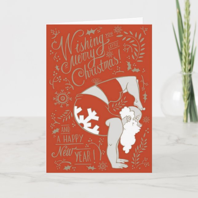 Yoga Santa Christmas Greeting Card (Front)