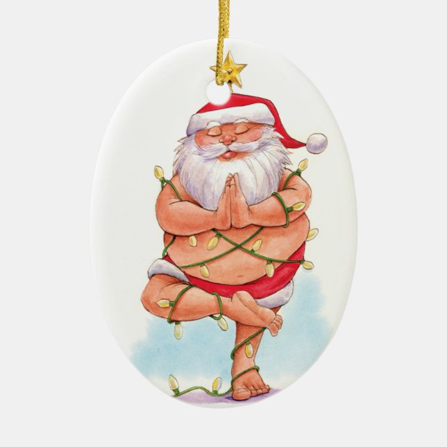 Yoga Santa Ornament (Front)